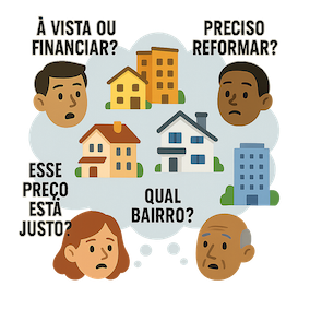 Pessoas confusas pesquisando imóveis